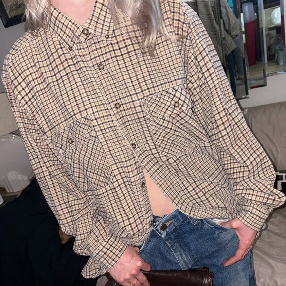 Vintage Prefab Classics Plaid Corduroy Button Up Large - Picture 1 of 9